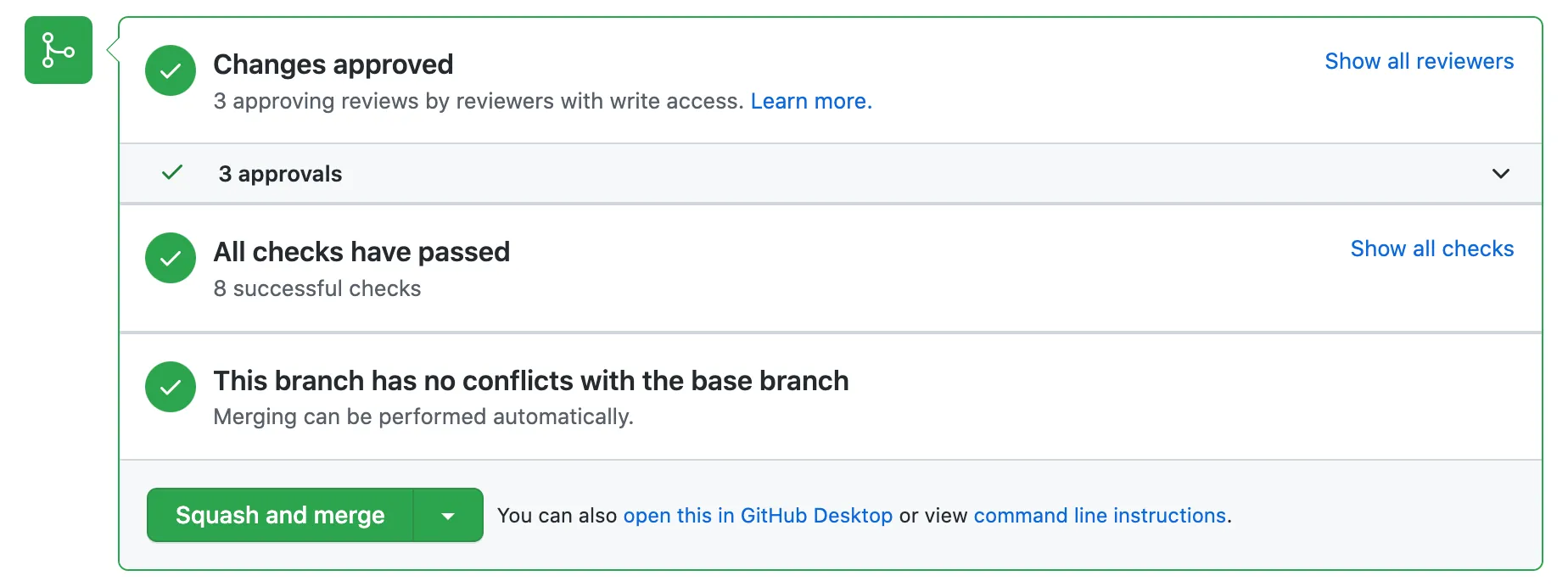 Pull request merge button