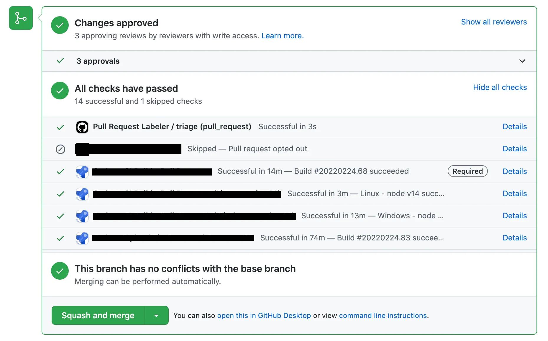 Pull request greyed out button