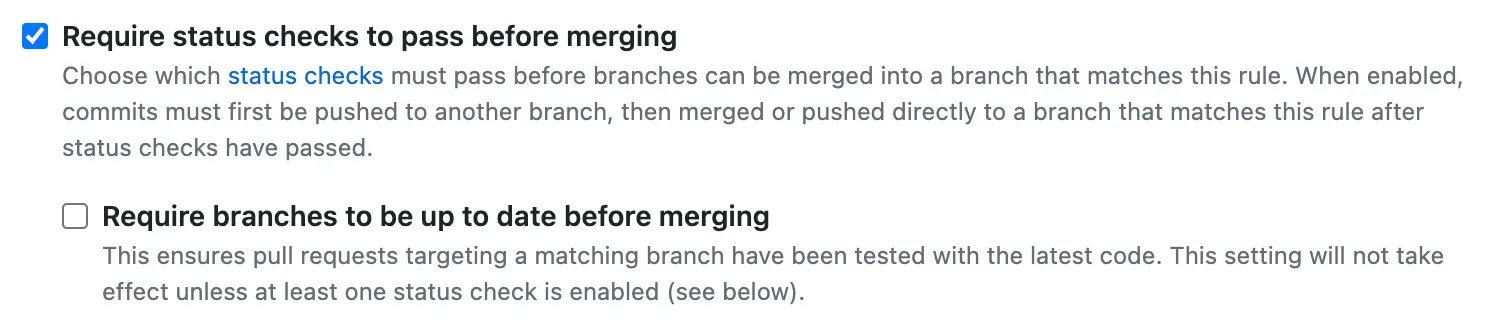 Screenshot: Require branches to be up to date