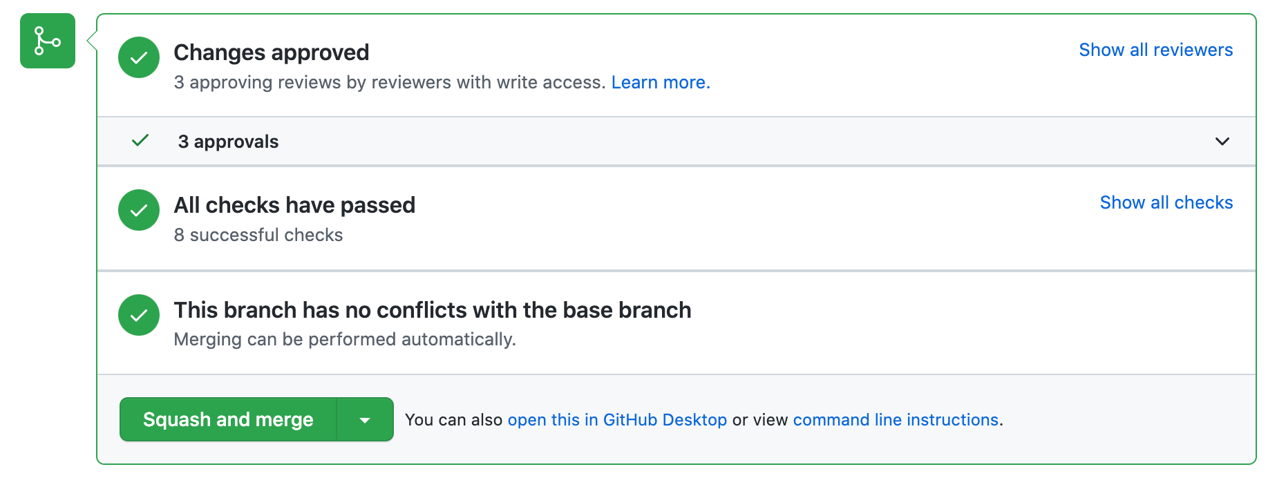 Pull request merge button
