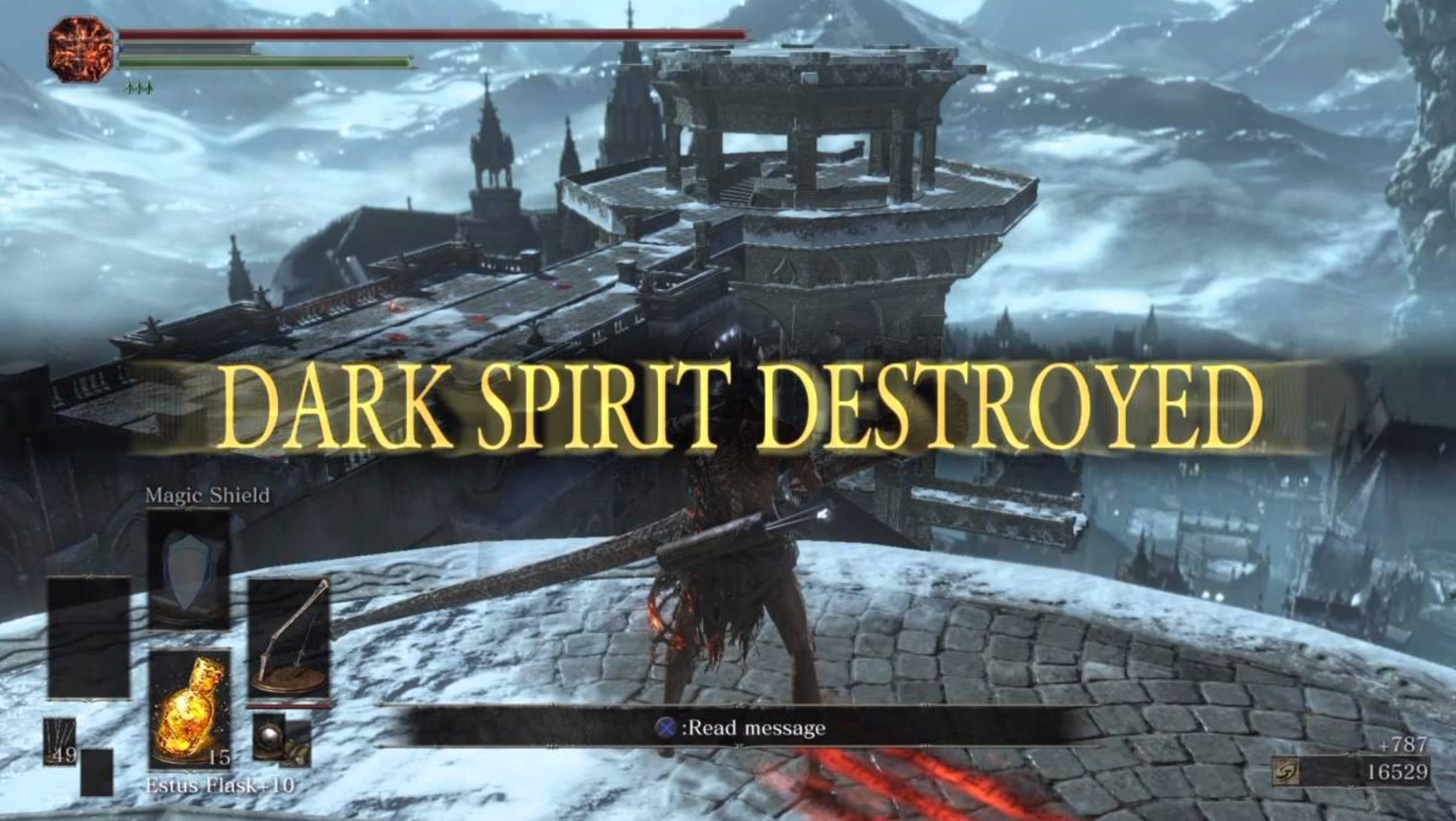 Dark Spirit Destroyed message from Dark Souls 3